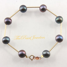 Load image into Gallery viewer, 14k Yellow Gold Twist Tube Black Cultured Pearl Bracelet