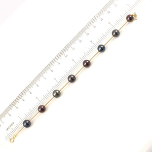 14k Yellow Gold Twist Tube Black Cultured Pearl Bracelet