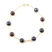 Load image into Gallery viewer, 14k Yellow Gold Twist Tube Black Cultured Pearl Bracelet