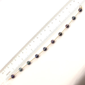 14k Yellow Gold Twist Tube Black Cultured Pearl Bracelet