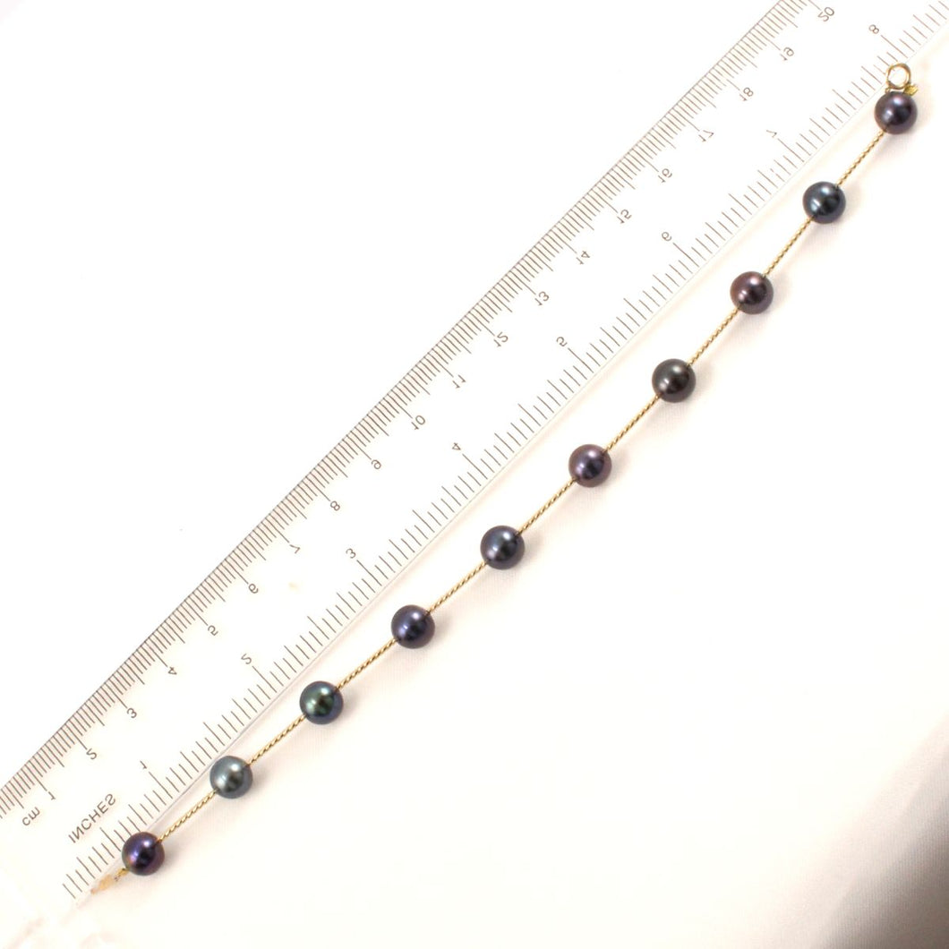 14k Yellow Gold Twist Tube Black Cultured Pearl Bracelet