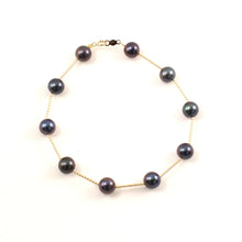 Load image into Gallery viewer, 14k Yellow Gold Twist Tube Black Cultured Pearl Bracelet