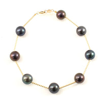 Load image into Gallery viewer, 14k Yellow Gold Twist Tube Black Cultured Pearl Bracelet