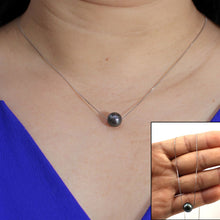 Load image into Gallery viewer, Black Pearl on 14k White Gold Box Chain Necklace