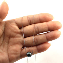 Load image into Gallery viewer, Black Pearl on 14k White Gold Box Chain Necklace