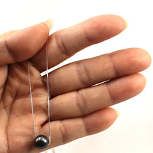 Load image into Gallery viewer, Black Pearl on 14k White Gold Box Chain Necklace