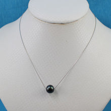 Load image into Gallery viewer, Black Pearl on 14k White Gold Box Chain Necklace