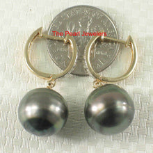 Load image into Gallery viewer, Black Tahitian Pearl Clip In Diamond Dangle Earrings – 14k Yellow Gold