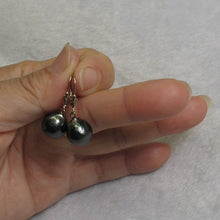 Load image into Gallery viewer, 14k Yellow Gold Black Tahitian Pearl Leverback Earrings (11.2 mm)