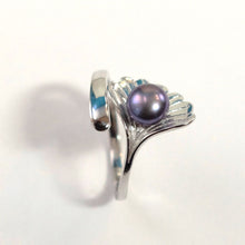 Load image into Gallery viewer, Solid Silver .925 Black-Gray Freshwater Pearl Shell-Style Adjustable Ring