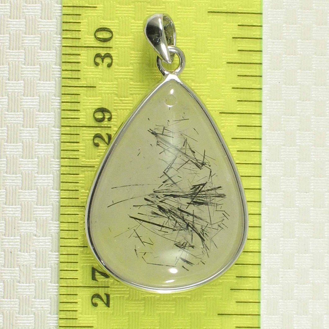 Black Rutilated Quartz 23 mm Raindrop Pendant