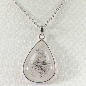 Black Rutilated Quartz 23 mm Raindrop Pendant