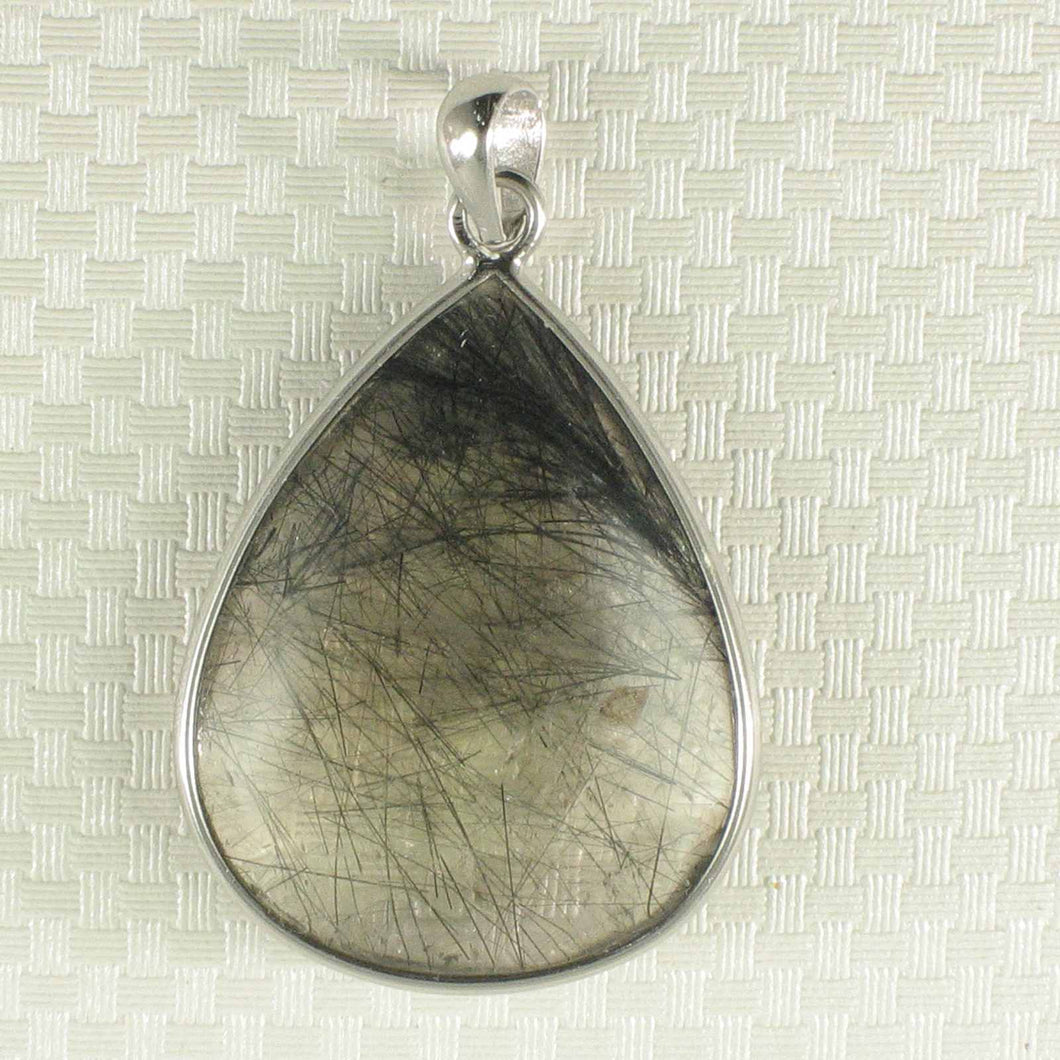 Black Rutilated Quartz 23 mm Raindrop Pendant