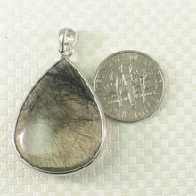 Load image into Gallery viewer, Black Rutilated Quartz 23 mm Raindrop Pendant