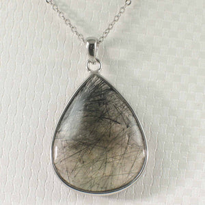 Black Rutilated Quartz 23 mm Raindrop Pendant