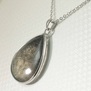 Black Rutilated Quartz 23 mm Raindrop Pendant