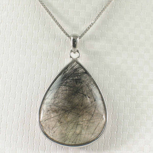 Black Rutilated Quartz 23 mm Raindrop Pendant