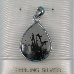 Black Rutilated Quartz 16 mm Raindrop Pendant