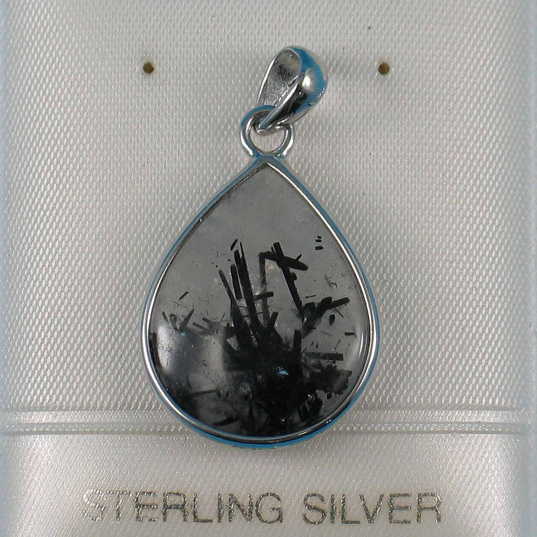 Black Rutilated Quartz 16 mm Raindrop Pendant