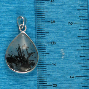 Black Rutilated Quartz 16 mm Raindrop Pendant