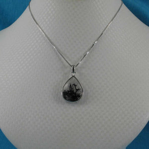Black Rutilated Quartz 16 mm Raindrop Pendant