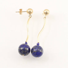 Load image into Gallery viewer, Blue Lapis Lazuli Dangling 14K Yellow Gold Earrings