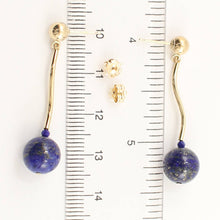 Load image into Gallery viewer, Blue Lapis Lazuli Dangling 14K Yellow Gold Earrings