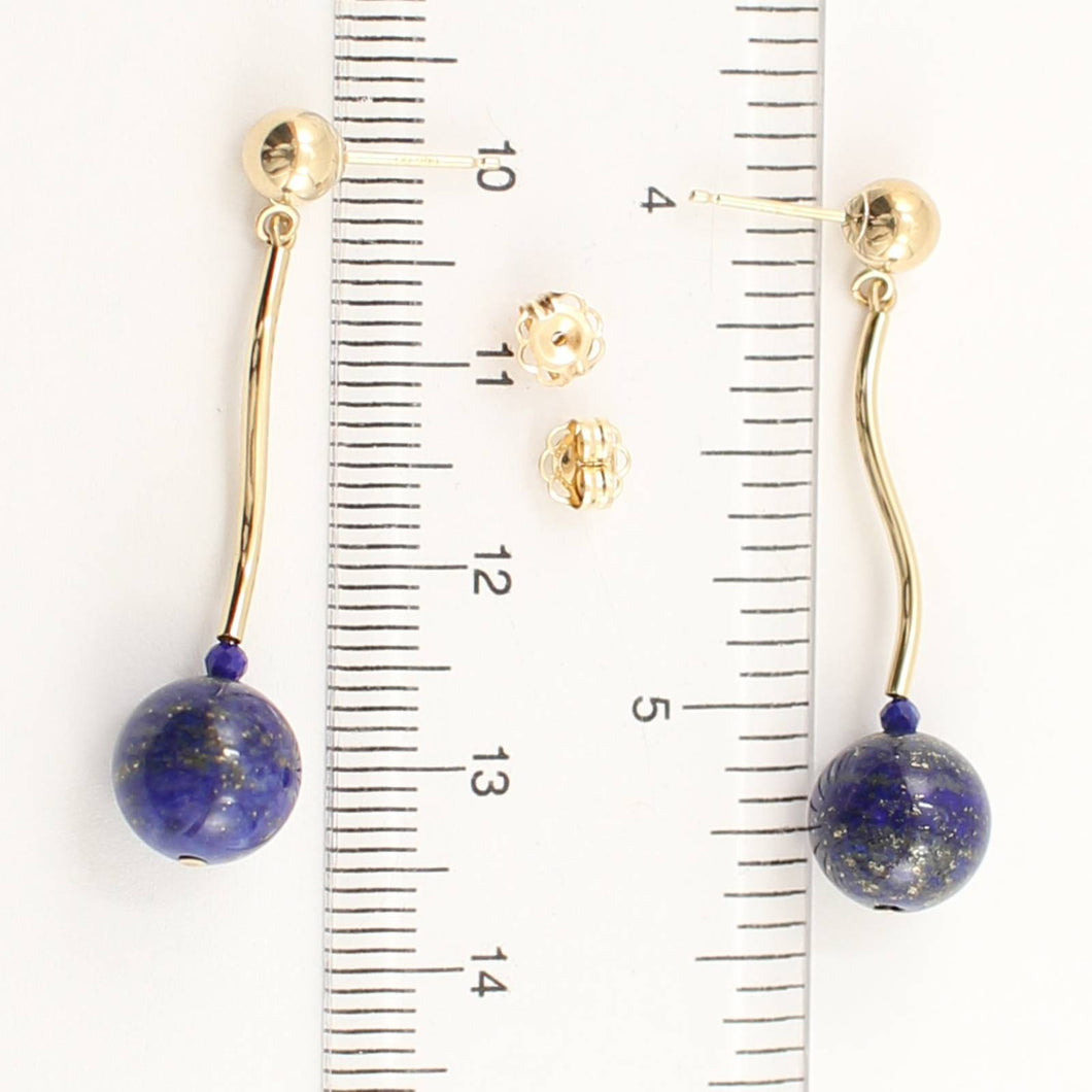 Blue Lapis Lazuli Dangling 14K Yellow Gold Earrings