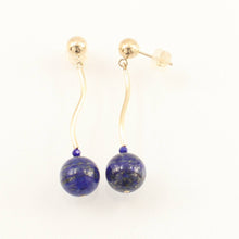 Load image into Gallery viewer, Blue Lapis Lazuli Dangling 14K Yellow Gold Earrings