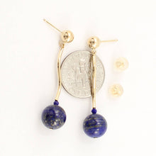 Load image into Gallery viewer, Blue Lapis Lazuli Dangling 14K Yellow Gold Earrings