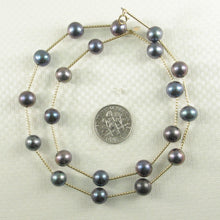 Load image into Gallery viewer, Blue-Purple Pearl &amp; 14k Yellow Gold Twist Tube Necklace