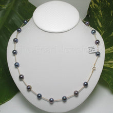 Load image into Gallery viewer, Blue-Purple Pearl &amp; 14k Yellow Gold Twist Tube Necklace