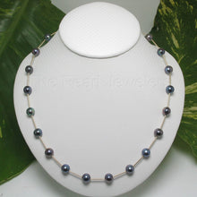 Load image into Gallery viewer, Blue-Purple Pearl &amp; 14k Yellow Gold Twist Tube Necklace