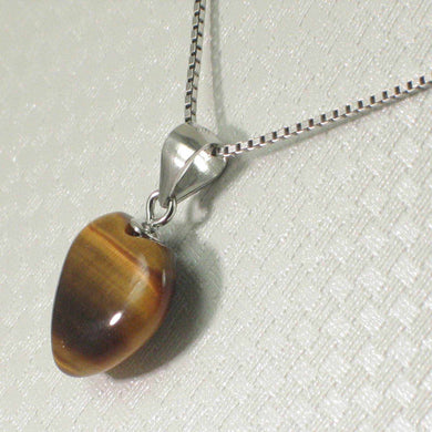 Brown Tiger Eye Heart Sterling Silver Pendant