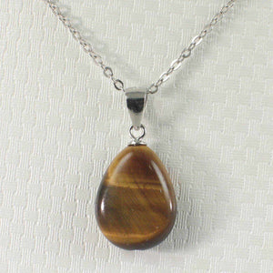 Brown Tiger Eye Pear Sterling Silver Pendant