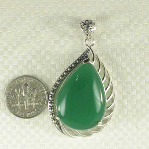 Cabochon Green Agate Sterling Silver Pendant