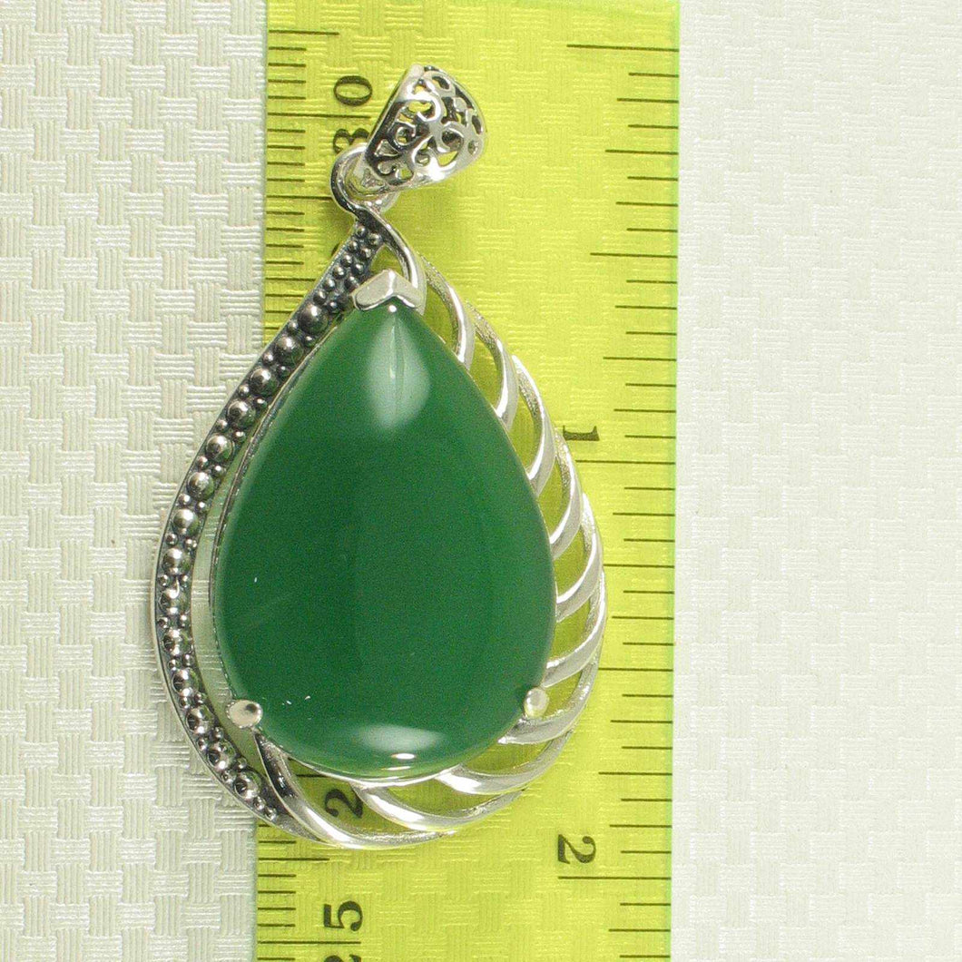 Cabochon Green Agate Sterling Silver Pendant