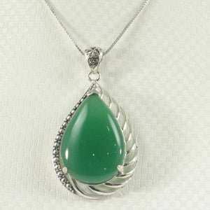 Cabochon Green Agate Sterling Silver Pendant