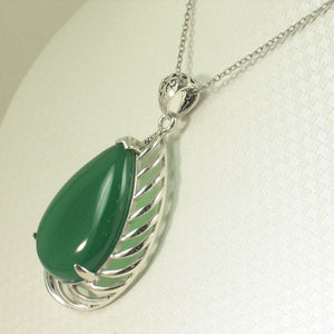 Cabochon Green Agate Sterling Silver Pendant