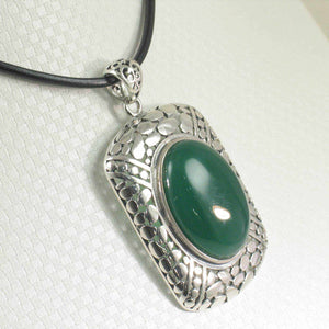 Green Agate Cabochon Oval Pendant