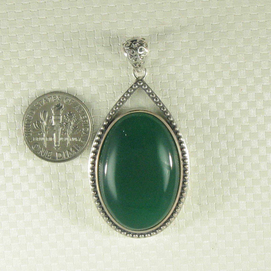 Green Agate Cabochon Oval Pendant