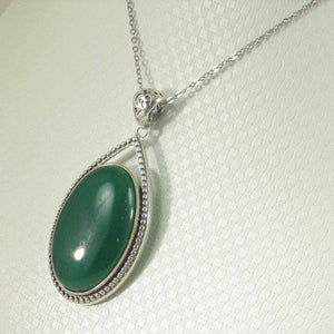 Green Agate Cabochon Oval Pendant
