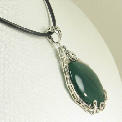 Green Agate Cabochon Oval Pendant