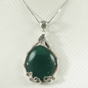 Green Agate Cabochon Oval Pendant
