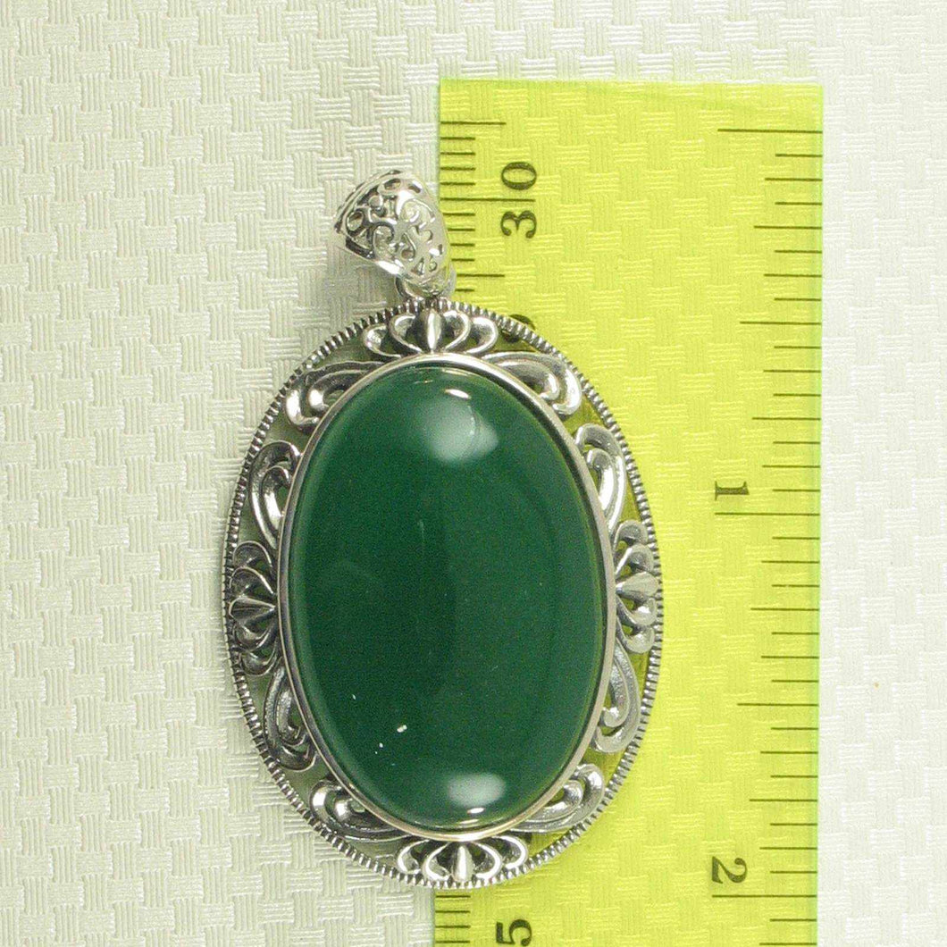 Cabochon Oval Green Agate Pendant