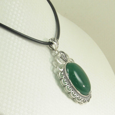 Cabochon Oval Green Agate Pendant