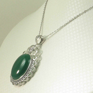 Cabochon Oval Green Agate Pendant