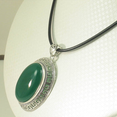 Cabochon Oval Green Agate Pendant