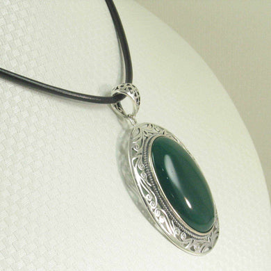 Cabochon Oval Green Agate Pendant