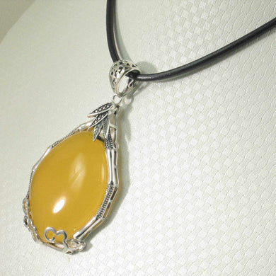 Cabochon Oval Yellow Agate Pendant